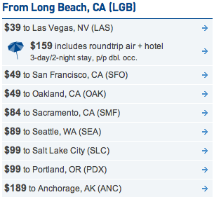 Flight deals from Long Beach