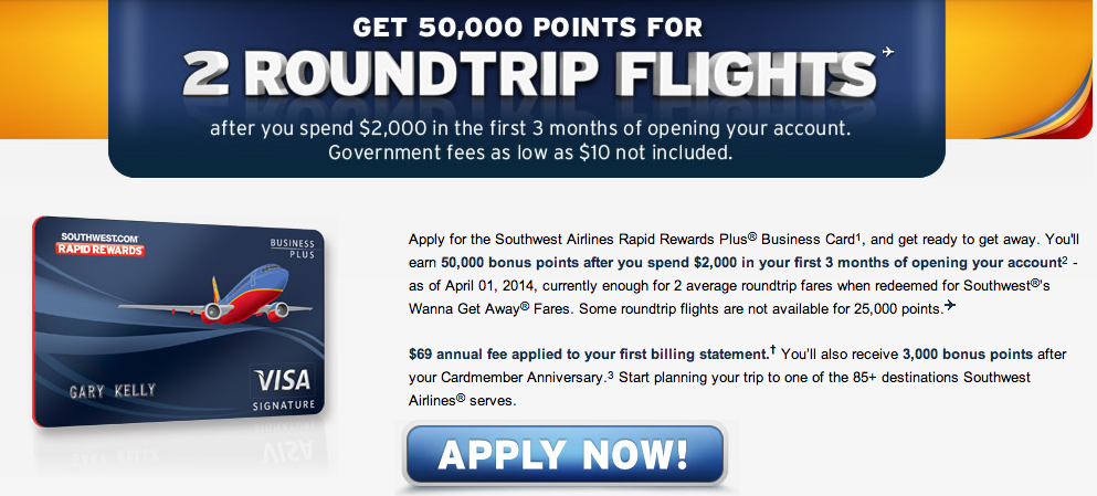 Southwest Airlines Consumer & Business Credit Cards With 50,000 Point Sign Up Bonus Is Back