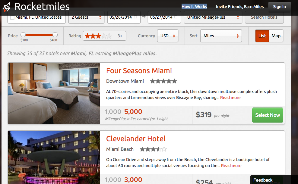 Random hotel search in Miami - Earn up to 5k per night!
