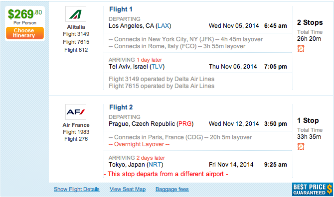 LAX-TLV for $269.80