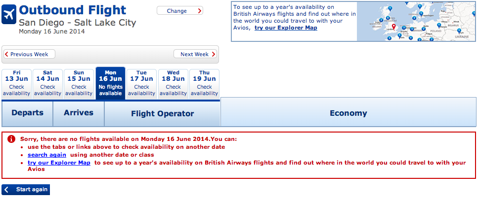 But when I look for that same flight on BA's website I don't see any availability