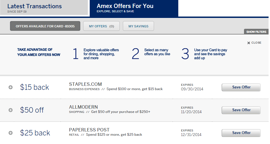 Targeted $15 Off $100 Amex Staples Offer