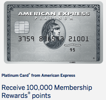 HOT! 100K American Express Platinum Card Offer