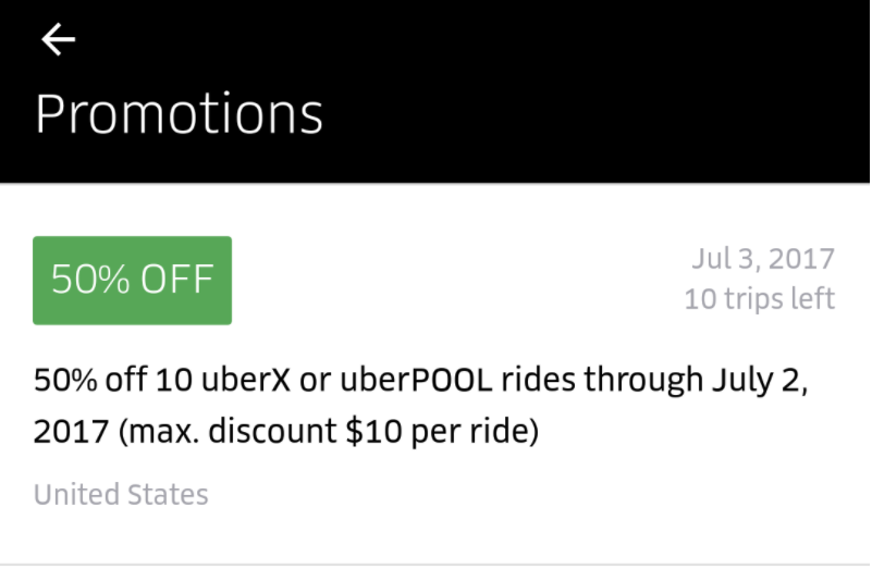 HOT! 50% Off 10 Uber Rides!